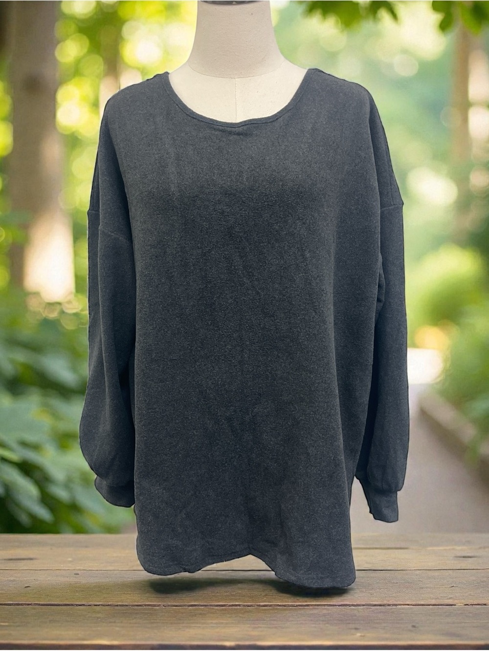 Women's Charcoal Scoop Neck Pullover Sweater